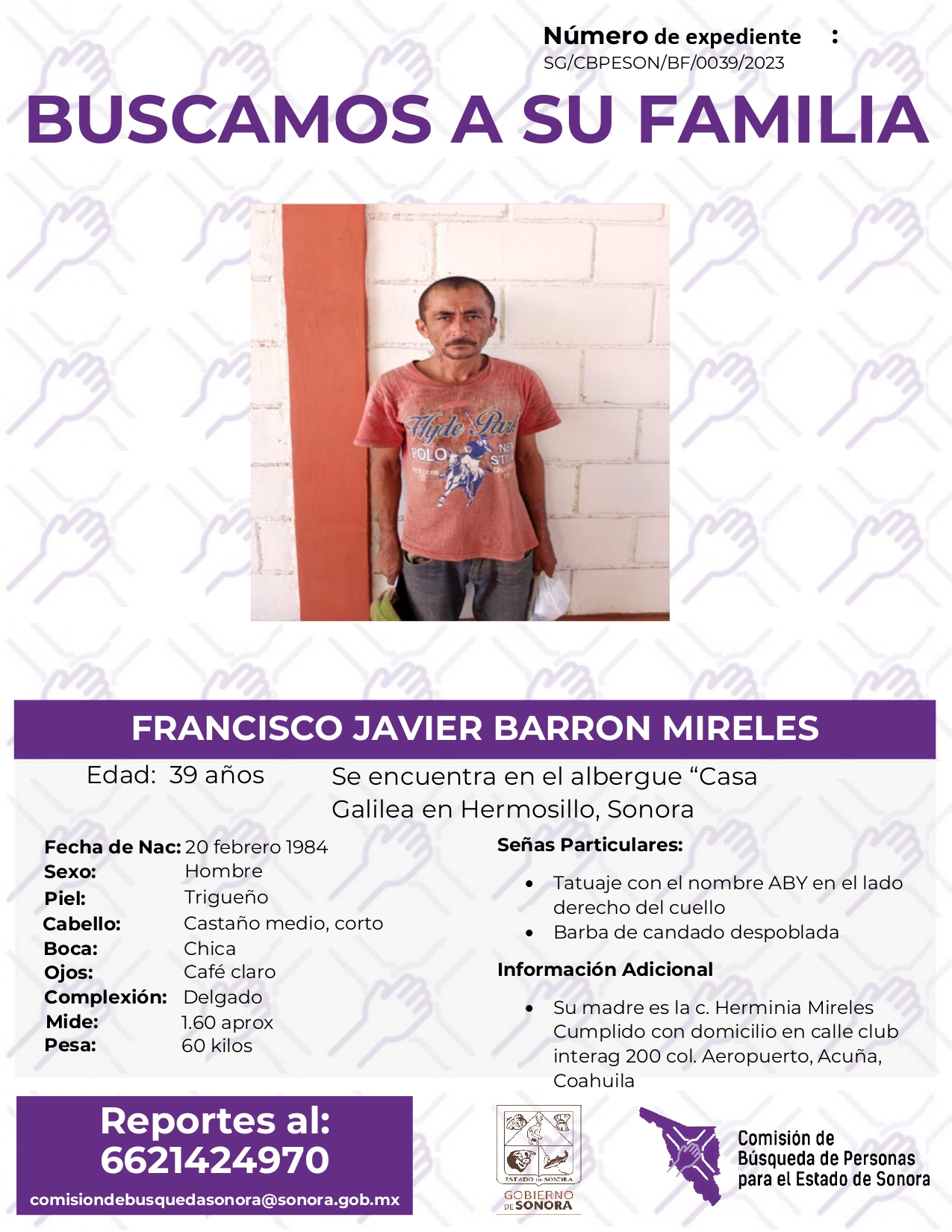 FRANCISCO JAVIER BARRON MIRELES - BUSQUEDA DE FAMILIA